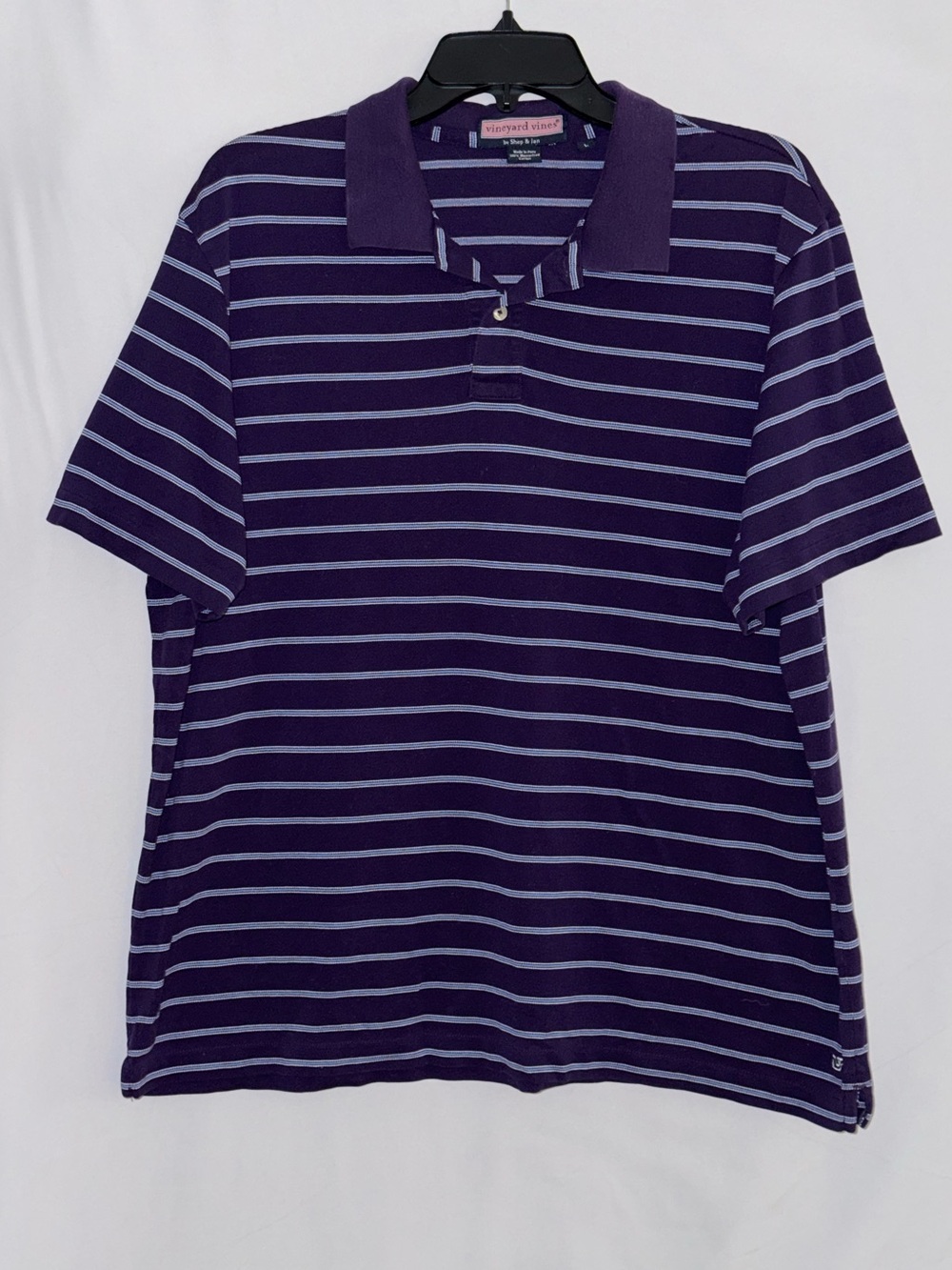 Vineyard Vines Purple Striped Short Sleeve Polo Size Large